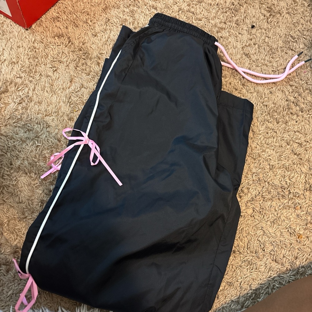 Kids Black and Pink Track Pants